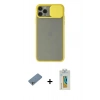 MARSİLYAN™- iPhone 11 Pro Kılıf Vadi Çizgi - Siyah Polymer Nano Ekran Koruyucu + Shine Kamera Lens Koruma Cam - GS