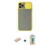 MARSİLYAN™- iPhone 11 Pro Kılıf Vadi Çizgi - Siyah Polymer Nano Ekran Koruyucu + Renkli Kamera Lens Koruma Cam - MI