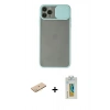 MARSİLYAN™- iPhone 11 Pro Kılıf Vadi Çizgi - Siyah Polymer Nano Ekran Koruyucu + Renkli Kamera Lens Koruma Cam - PE