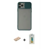 MARSİLYAN™- iPhone 11 Pro Kılıf Vadi Çizgi - Siyah Polymer Nano Ekran Koruyucu + Renkli Kamera Lens Koruma Cam - TU