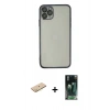 MARSİLYAN™- iPhone 11 Pro Kılıf Vadi Minimal - Şeffaf 360 Full Body Arka Koruyucu + Sarı Renkli Kamera Lens Koruma Cam
