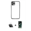 MARSİLYAN™- iPhone 11 Pro Kılıf Vadi Minimal - Şeffaf 360 Full Body Arka Koruyucu + Kamera Lens Koruma Cam - SF
