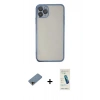MARSİLYAN™- iPhone 11 Pro Kılıf Vadi Minimal - Şeffaf Pasifik Cam Ekran Koruyucu + Shine Kamera Lens Koruma Cam - GD
