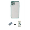 MARSİLYAN™- iPhone 11 Pro Kılıf Vadi Minimal - Şeffaf Pasifik Cam Ekran Koruyucu + Shine Kamera Lens Koruma Cam - GD