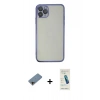 MARSİLYAN™- iPhone 11 Pro Kılıf Vadi Minimal - Şeffaf Pasifik Cam Ekran Koruyucu + Shine Kamera Lens Koruma Cam - GD