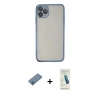 MARSİLYAN™- iPhone 11 Pro Kılıf Vadi Minimal - Şeffaf Pasifik Cam Ekran Koruyucu + Shine Kamera Lens Koruma Cam - MI