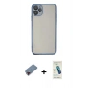 MARSİLYAN™- iPhone 11 Pro Kılıf Vadi Minimal - Şeffaf Pasifik Cam Ekran Koruyucu + Metal Kamera Lens Koruma Cam - KI