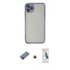 MARSİLYAN™- iPhone 11 Pro Kılıf Vadi Minimal - Şeffaf Pasifik Cam Ekran Koruyucu + Metal Kamera Lens Koruma Cam - KI