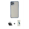 MARSİLYAN™- iPhone 11 Pro Kılıf Vadi Minimal - Şeffaf Pasifik Cam Ekran Koruyucu + Kamera Lens Koruma Cam - SF