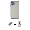 MARSİLYAN™- iPhone 11 Pro Kılıf Vadi Minimal - Şeffaf Pasifik Cam Ekran Koruyucu + Shine Kamera Lens Koruma Cam - PE