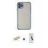 MARSİLYAN™- iPhone 11 Pro Kılıf Vadi Minimal - Şeffaf Pasifik Cam Ekran Koruyucu + Renkli Kamera Lens Koruma Cam - YL
