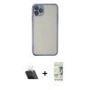 MARSİLYAN™- iPhone 11 Pro Kılıf Vadi Minimal - Siyah 20D Premium Cam Ekran Koruyucu + Kamera Lens Koruma Cam - SF