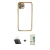MARSİLYAN™- iPhone 11 Pro Kılıf Vadi Minimal - Siyah 20D Premium Cam Ekran Koruyucu + Kamera Lens Koruma Cam - SF