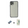 MARSİLYAN™- iPhone 11 Pro Kılıf Vadi Minimal - Siyah 20D Premium Cam Ekran Koruyucu + Metal Kamera Lens Koruma Cam - KI