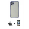 MARSİLYAN™- iPhone 11 Pro Kılıf Vadi Minimal - Siyah 34D Hayalet Izgaralı Cam + Kamera Lens Koruma Cam - SF