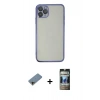 MARSİLYAN™- iPhone 11 Pro Kılıf Vadi Minimal - Siyah 34D Hayalet Izgaralı Cam + Shine Kamera Lens Koruma Cam - GD
