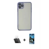 MARSİLYAN™- iPhone 11 Pro Kılıf Vadi Minimal - Siyah 34D Izgaralı Cam + Kamera Lens Koruma Cam - SF