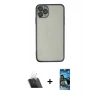 MARSİLYAN™- iPhone 11 Pro Kılıf Vadi Minimal - Siyah 34D Izgaralı Cam + Kamera Lens Koruma Cam - SF