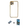 MARSİLYAN™- iPhone 11 Pro Kılıf Vadi Minimal - Siyah 34D Izgaralı Cam + Shine Kamera Lens Koruma Cam - PE
