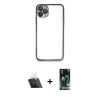 MARSİLYAN™- iPhone 11 Pro Kılıf Vadi Minimal - Siyah 360 Mat Full Body Arka Koruyucu + Kamera Lens Koruma Cam - SF