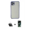 MARSİLYAN™- iPhone 11 Pro Kılıf Vadi Minimal - Siyah 360 Mat Full Body Arka Koruyucu + Kamera Lens Koruma Cam - SF