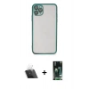 MARSİLYAN™- iPhone 11 Pro Kılıf Vadi Minimal - Siyah 360 Mat Full Body Arka Koruyucu + Kamera Lens Koruma Cam - SF