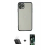 MARSİLYAN™- iPhone 11 Pro Kılıf Vadi Minimal - Siyah 360 Mat Full Body Arka Koruyucu + Kamera Lens Koruma Cam - SF