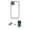MARSİLYAN™- iPhone 11 Pro Kılıf Vadi Minimal - Siyah 360 Mat Full Body Arka Koruyucu + Shine Kamera Lens Koruma Cam - MI