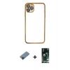 MARSİLYAN™- iPhone 11 Pro Kılıf Vadi Minimal - Siyah 360 Mat Full Body Arka Koruyucu + Shine Kamera Lens Koruma Cam - SH