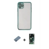 MARSİLYAN™- iPhone 11 Pro Kılıf Vadi Minimal - Siyah 360 Mat Full Body Arka Koruyucu + Shine Kamera Lens Koruma Cam - MI