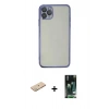 MARSİLYAN™- iPhone 11 Pro Kılıf Vadi Minimal - Siyah 360 Mat Full Body Arka Koruyucu + Renkli Kamera Lens Koruma Cam - YL