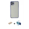 MARSİLYAN™- iPhone 11 Pro Kılıf Vadi Minimal - Siyah 3D Antistatik Cam Ekran Koruyucu + Renkli Kamera Lens Koruma Cam - PE
