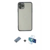 MARSİLYAN™- iPhone 11 Pro Kılıf Vadi Minimal - Siyah 3D Antistatik Cam Ekran Koruyucu + Shine Kamera Lens Koruma Cam - GS
