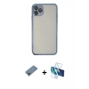 MARSİLYAN™- iPhone 11 Pro Kılıf Vadi Minimal - Siyah 3D Antistatik Cam Ekran Koruyucu + Shine Kamera Lens Koruma Cam - GI