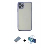 MARSİLYAN™- iPhone 11 Pro Kılıf Vadi Minimal - Siyah 3D Antistatik Cam Ekran Koruyucu + Shine Kamera Lens Koruma Cam - PE