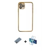 MARSİLYAN™- iPhone 11 Pro Kılıf Vadi Minimal - Siyah 3D Antistatik Cam Ekran Koruyucu + Shine Kamera Lens Koruma Cam - GI