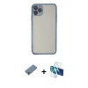 MARSİLYAN™- iPhone 11 Pro Kılıf Vadi Minimal - Siyah 3D Antistatik Cam Ekran Koruyucu + Shine Kamera Lens Koruma Cam - GS