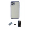 MARSİLYAN™- iPhone 11 Pro Kılıf Vadi Minimal - Siyah 3D Antistatik Hayalet Cam Ekran Koruyucu + Shine Kamera Lens Koruma Cam - PE