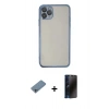 MARSİLYAN™- iPhone 11 Pro Kılıf Vadi Minimal - Siyah 3D Antistatik Hayalet Cam Ekran Koruyucu + Shine Kamera Lens Koruma Cam - SABE