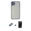 MARSİLYAN™- iPhone 11 Pro Kılıf Vadi Minimal - Siyah 3D Antistatik Hayalet Cam Ekran Koruyucu + Shine Kamera Lens Koruma Cam - SABE