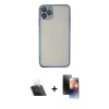 MARSİLYAN™- iPhone 11 Pro Kılıf Vadi Minimal - Siyah 3D Antistatik Mat Seramik Nano Ekran Koruyucu + Kamera Lens Koruma Cam - SF