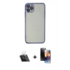 MARSİLYAN™- iPhone 11 Pro Kılıf Vadi Minimal - Siyah 3D Antistatik Mat Seramik Nano Ekran Koruyucu + Kamera Lens Koruma Cam - SF