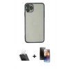 MARSİLYAN™- iPhone 11 Pro Kılıf Vadi Minimal - Siyah 3D Antistatik Mat Seramik Nano Ekran Koruyucu + Kamera Lens Koruma Cam - SF