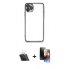 MARSİLYAN™- iPhone 11 Pro Kılıf Vadi Minimal - Siyah 3D Antistatik Mat Seramik Nano Ekran Koruyucu + Kamera Lens Koruma Cam - SF