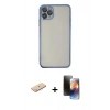 MARSİLYAN™- iPhone 11 Pro Kılıf Vadi Minimal - Siyah 3D Antistatik Mat Seramik Nano Ekran Koruyucu + Renkli Kamera Lens Koruma Cam - MI