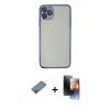 MARSİLYAN™- iPhone 11 Pro Kılıf Vadi Minimal - Siyah 3D Antistatik Mat Seramik Nano Ekran Koruyucu + Shine Kamera Lens Koruma Cam - SABE
