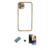 MARSİLYAN™- iPhone 11 Pro Kılıf Vadi Minimal - Siyah 3D Antistatik Mat Seramik Nano Ekran Koruyucu + Shine Kamera Lens Koruma Cam - GS