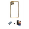MARSİLYAN™- iPhone 11 Pro Kılıf Vadi Minimal - Siyah 3D Antistatik Mat Seramik Nano Ekran Koruyucu + Shine Kamera Lens Koruma Cam - SABE