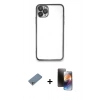 MARSİLYAN™- iPhone 11 Pro Kılıf Vadi Minimal - Siyah 3D Antistatik Mat Seramik Nano Ekran Koruyucu + Shine Kamera Lens Koruma Cam - GS