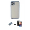 MARSİLYAN™- iPhone 11 Pro Kılıf Vadi Minimal - Siyah 3D Antistatik Mat Seramik Nano Ekran Koruyucu + Shine Kamera Lens Koruma Cam - SH